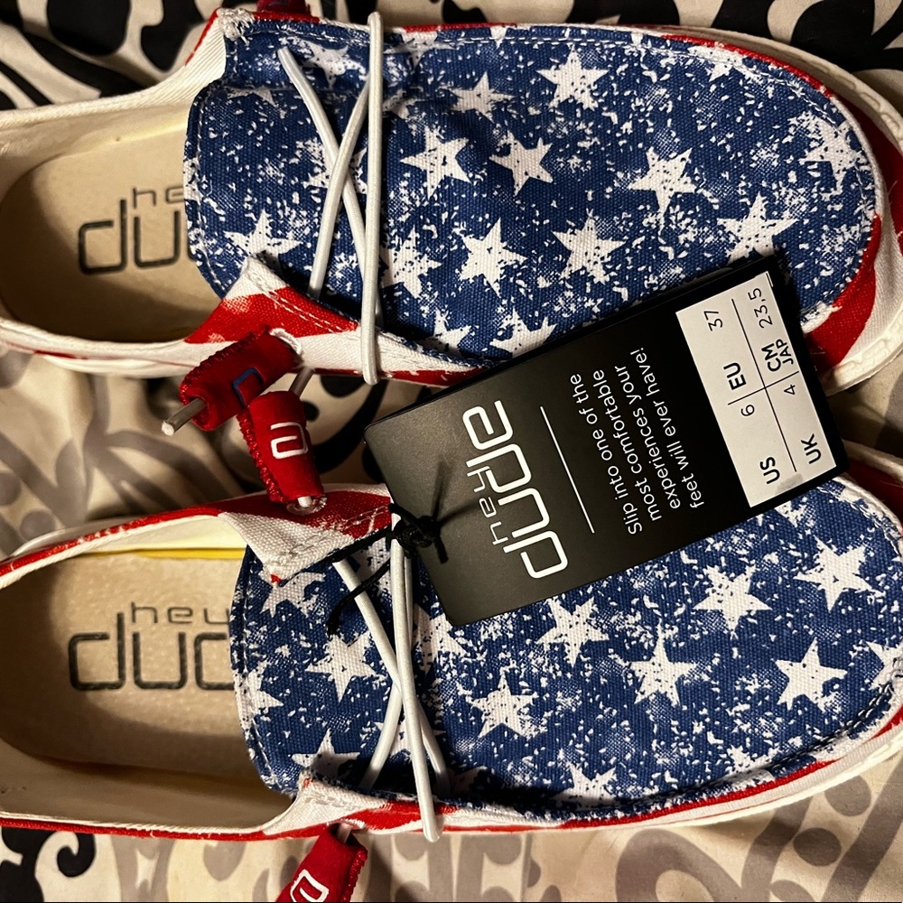 Hey Dude American flag shoes
